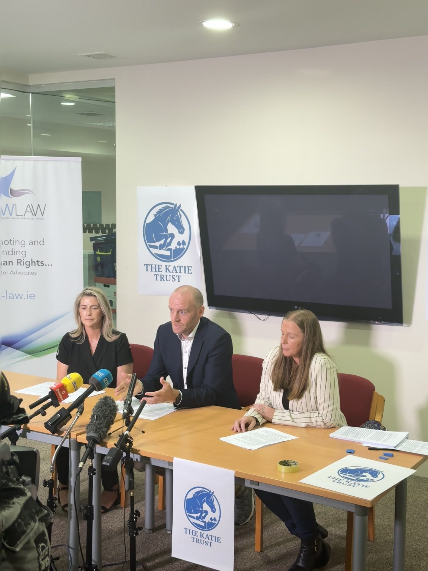 James Brannigan at The Katie Trust launch press conference, speaking to professionals and media.